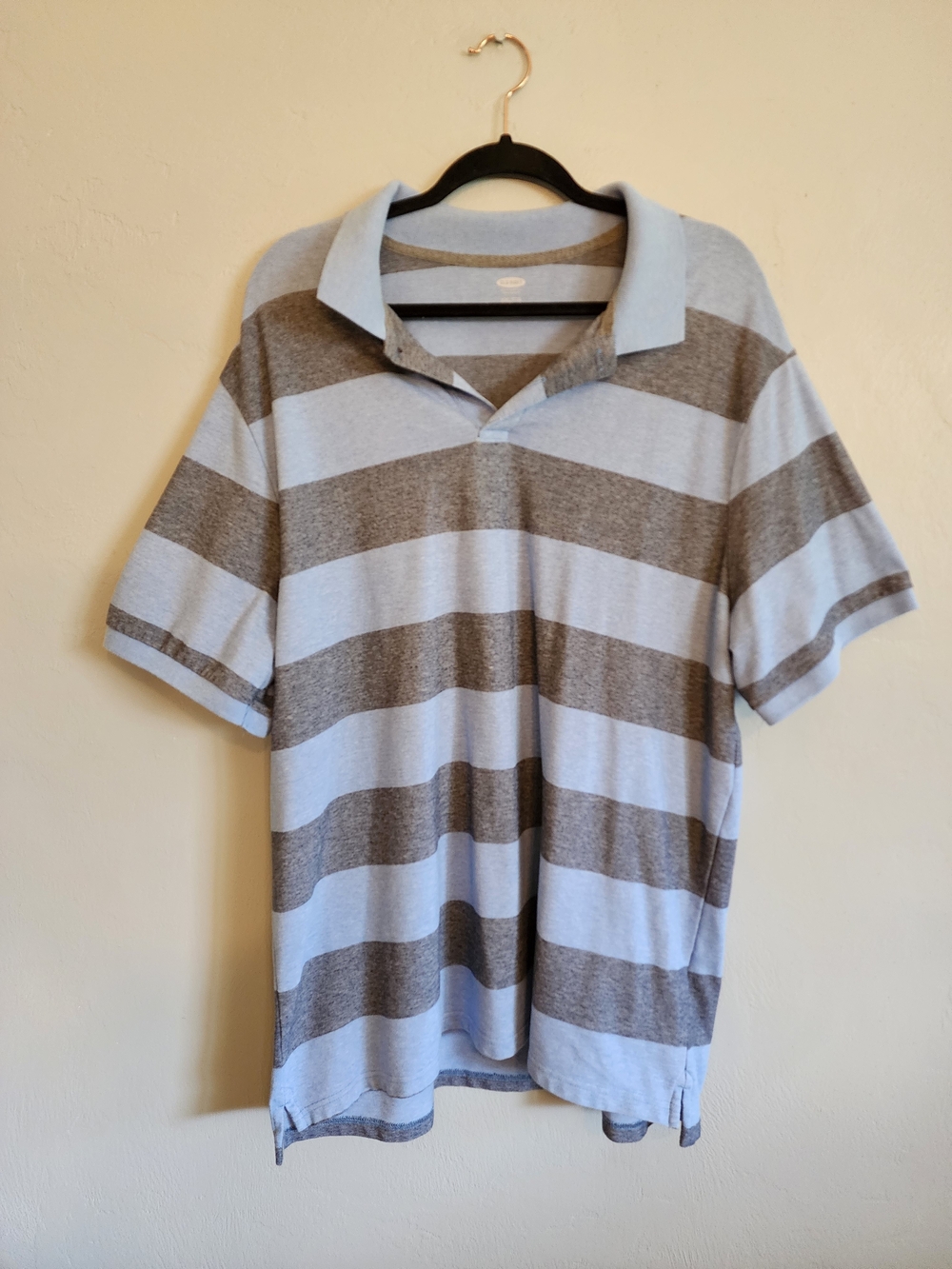Old Navy Blue and Gray Striped Polo